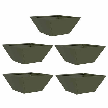 Plastic Plantenbak 5 pcs Olijfgroen 35 x 35 x 15 cm Staal