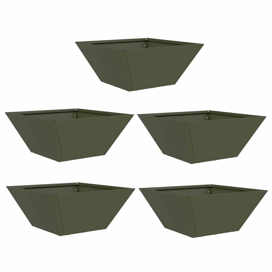 Plastic Plantenbak 5 pcs Olijfgroen 35 x 35 x 15 cm Staal
