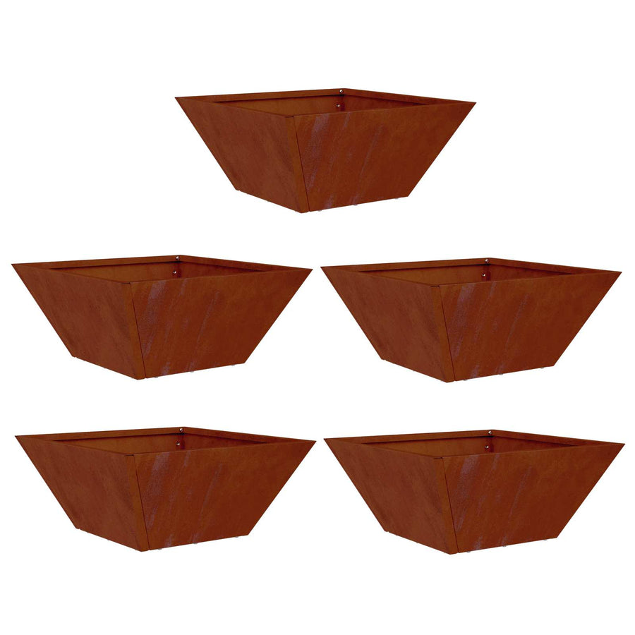 Tuin Bloempot 5 pcs Roestig 35 x 35 x 15 cm Cortenstaal