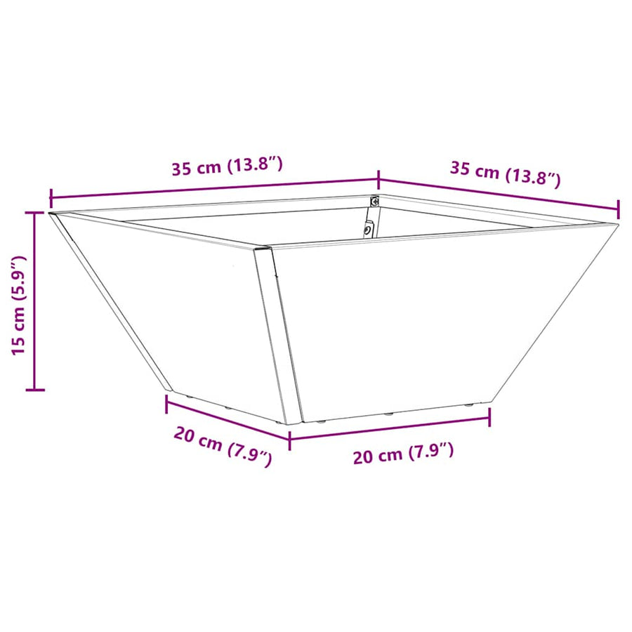 Tuin Bloempot 5 pcs Roestig 35 x 35 x 15 cm Cortenstaal
