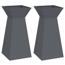 Tuinpilaren Planten 2 stuks met schaal Anthraciet 35x35x73 cm Staal