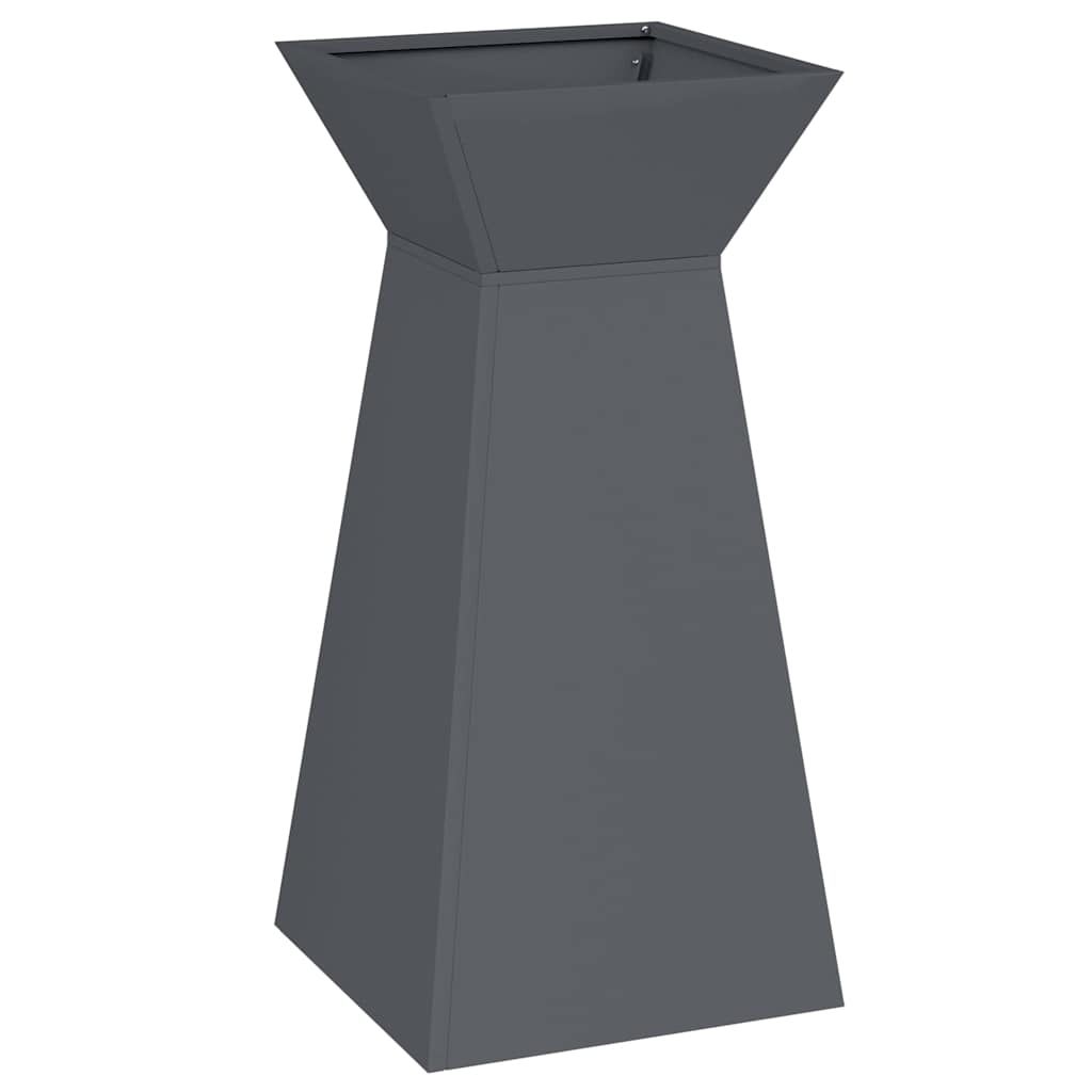 Tuinpilaren Planten 2 stuks met schaal Anthraciet 35x35x73 cm Staal