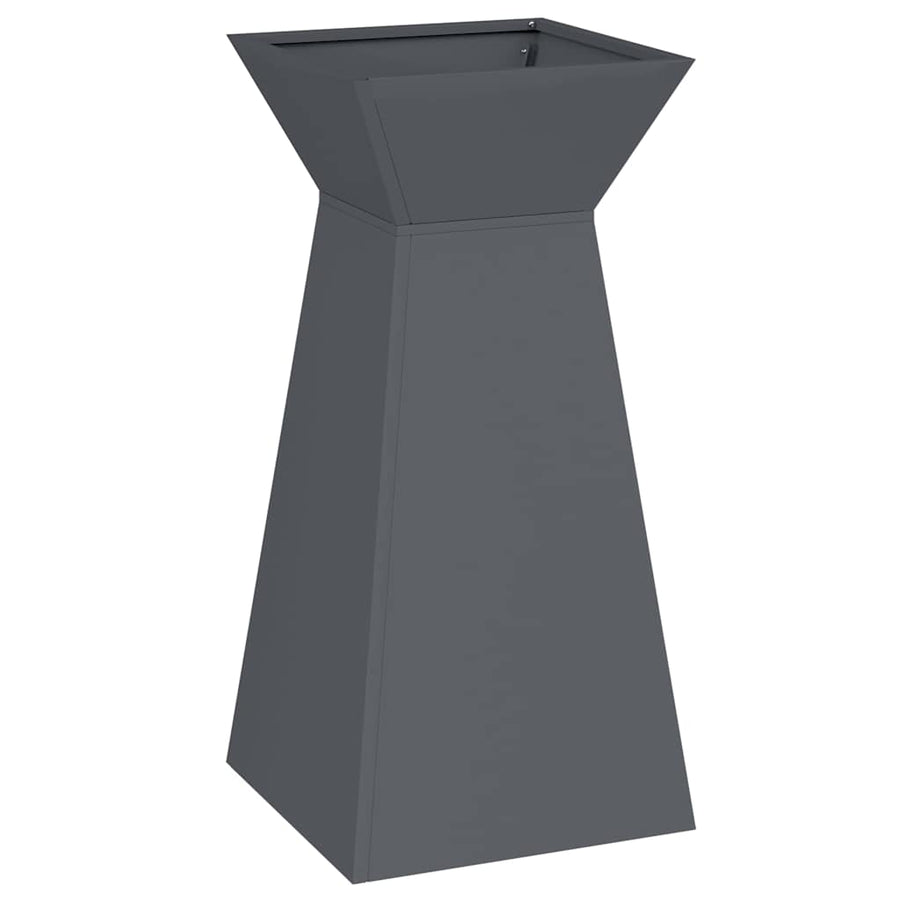 Tuinpilaren Planten 2 stuks met schaal Anthraciet 35x35x73 cm Staal