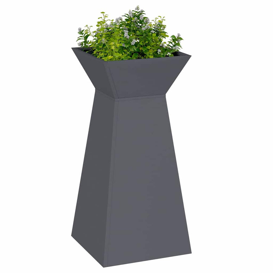 Tuinpilaren Planten 2 stuks met schaal Anthraciet 35x35x73 cm Staal