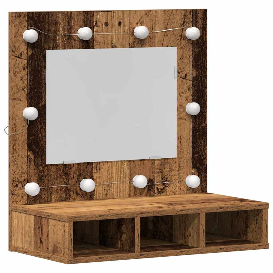 Spiegelkast met plank Oud hout 60 x 31,5 x 62 cm Bewerkt hout