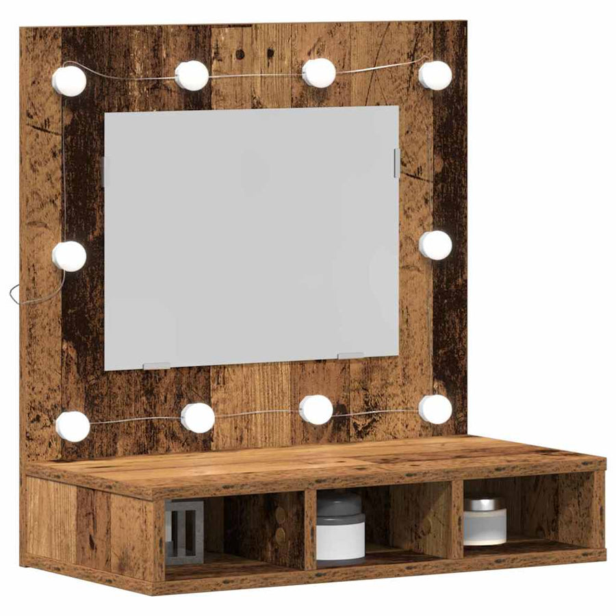 Spiegelkast met plank Oud hout 60 x 31,5 x 62 cm Bewerkt hout