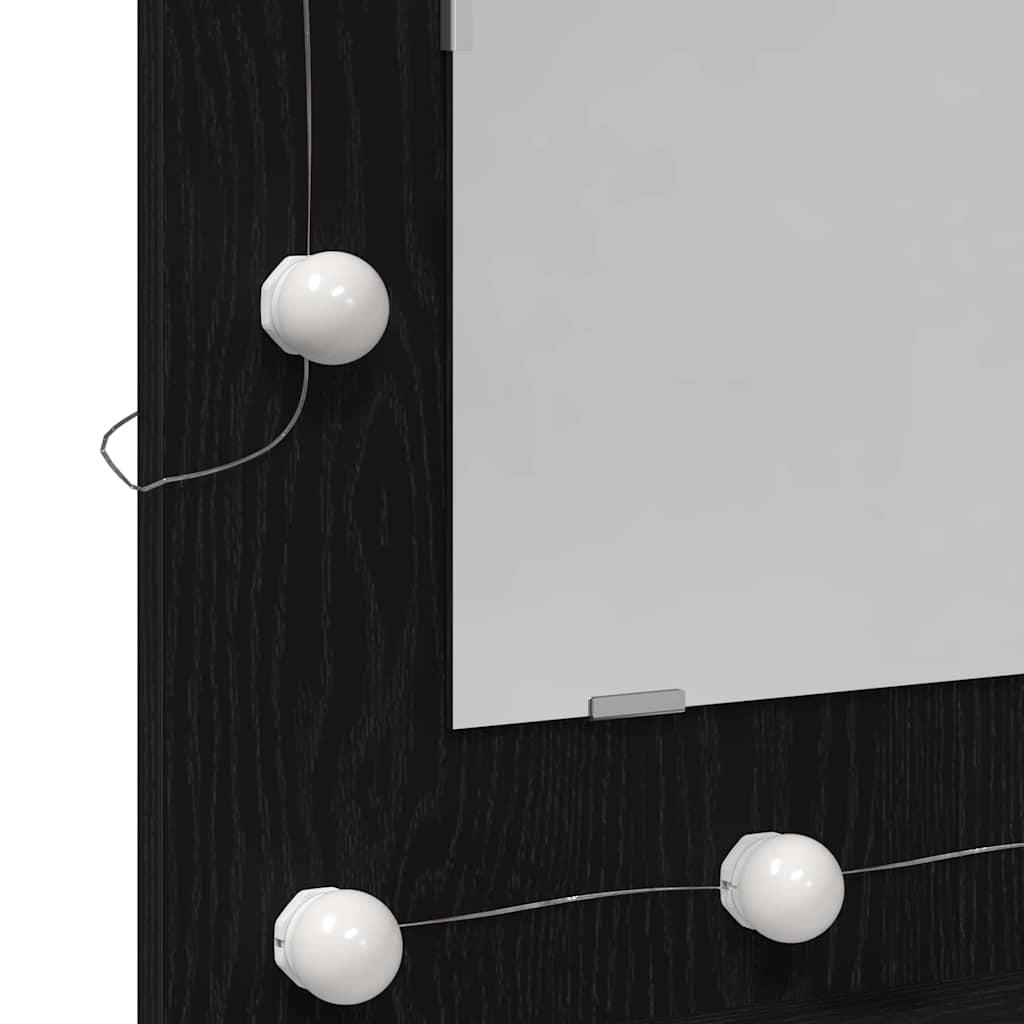 Spiegelkast Zwart Eiken 60 x 31,5 x 62 cm Bewerkt hout