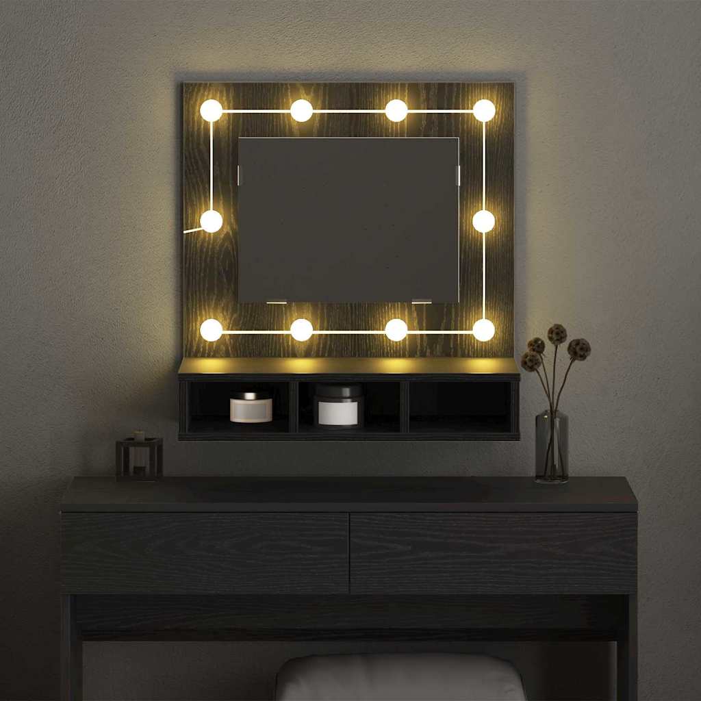 Spiegelkast Zwart Eiken 60 x 31,5 x 62 cm Bewerkt hout