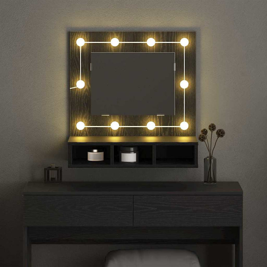 Spiegelkast Zwart Eiken 60 x 31,5 x 62 cm Bewerkt hout