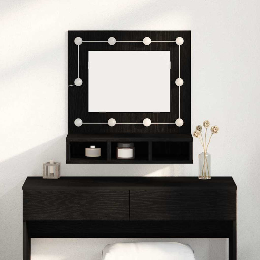 Spiegelkast Zwart Eiken 60 x 31,5 x 62 cm Bewerkt hout