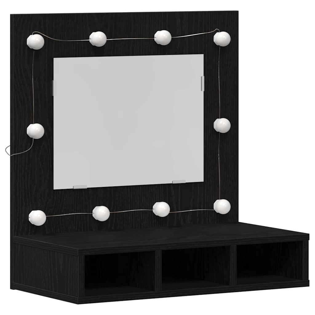 Spiegelkast Zwart Eiken 60 x 31,5 x 62 cm Bewerkt hout