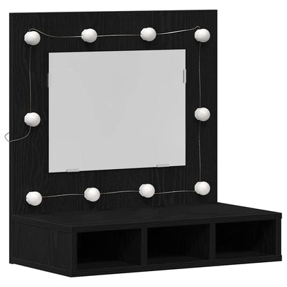 Spiegelkast Zwart Eiken 60 x 31,5 x 62 cm Bewerkt hout