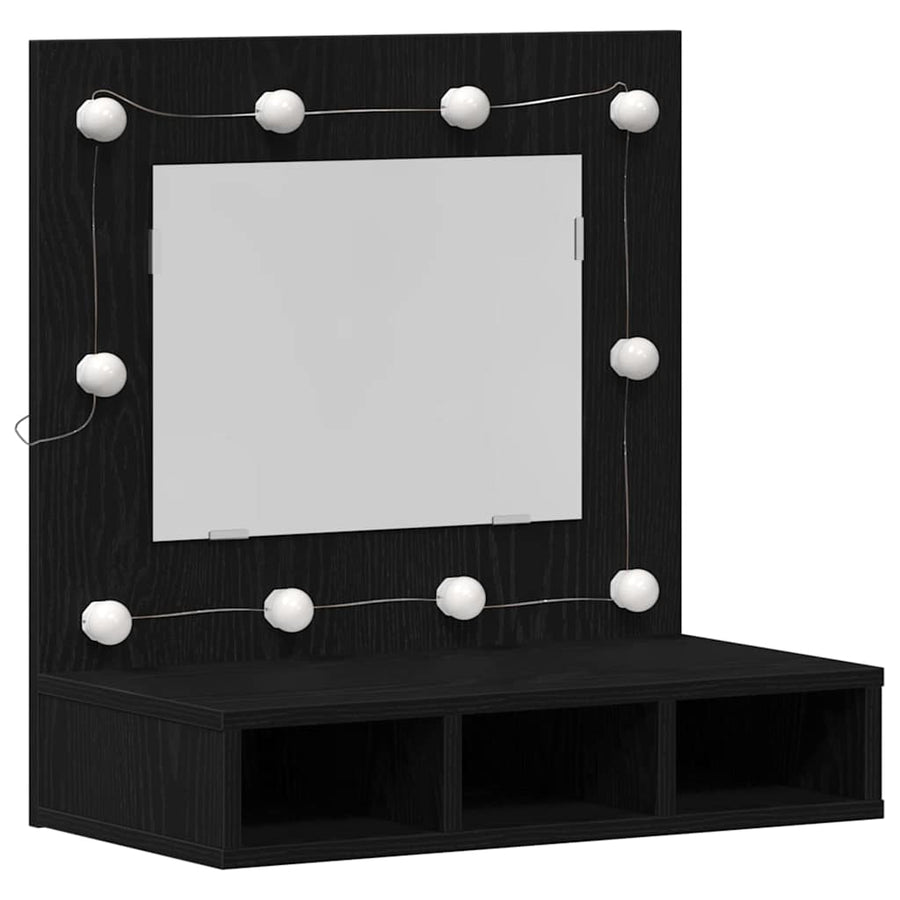 Spiegelkast Zwart Eiken 60 x 31,5 x 62 cm Bewerkt hout