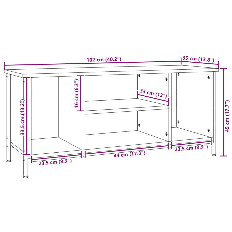 TV-kast Oud Hout 102 x 35 x 45 cm Bewerkt hout