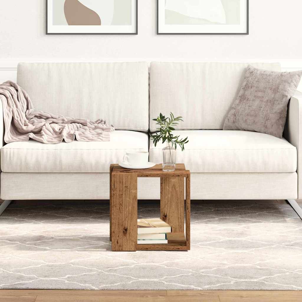 Salontafel Oud Hout 32 x 32 x 30 cm Bewerkt hout