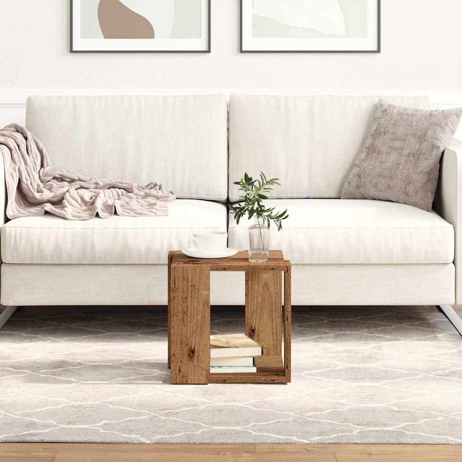 Salontafel Oud Hout 32 x 32 x 30 cm Bewerkt hout