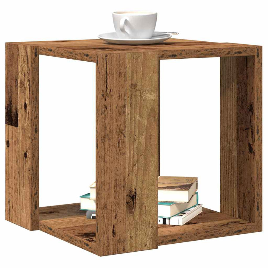 Salontafel Oud Hout 32 x 32 x 30 cm Bewerkt hout