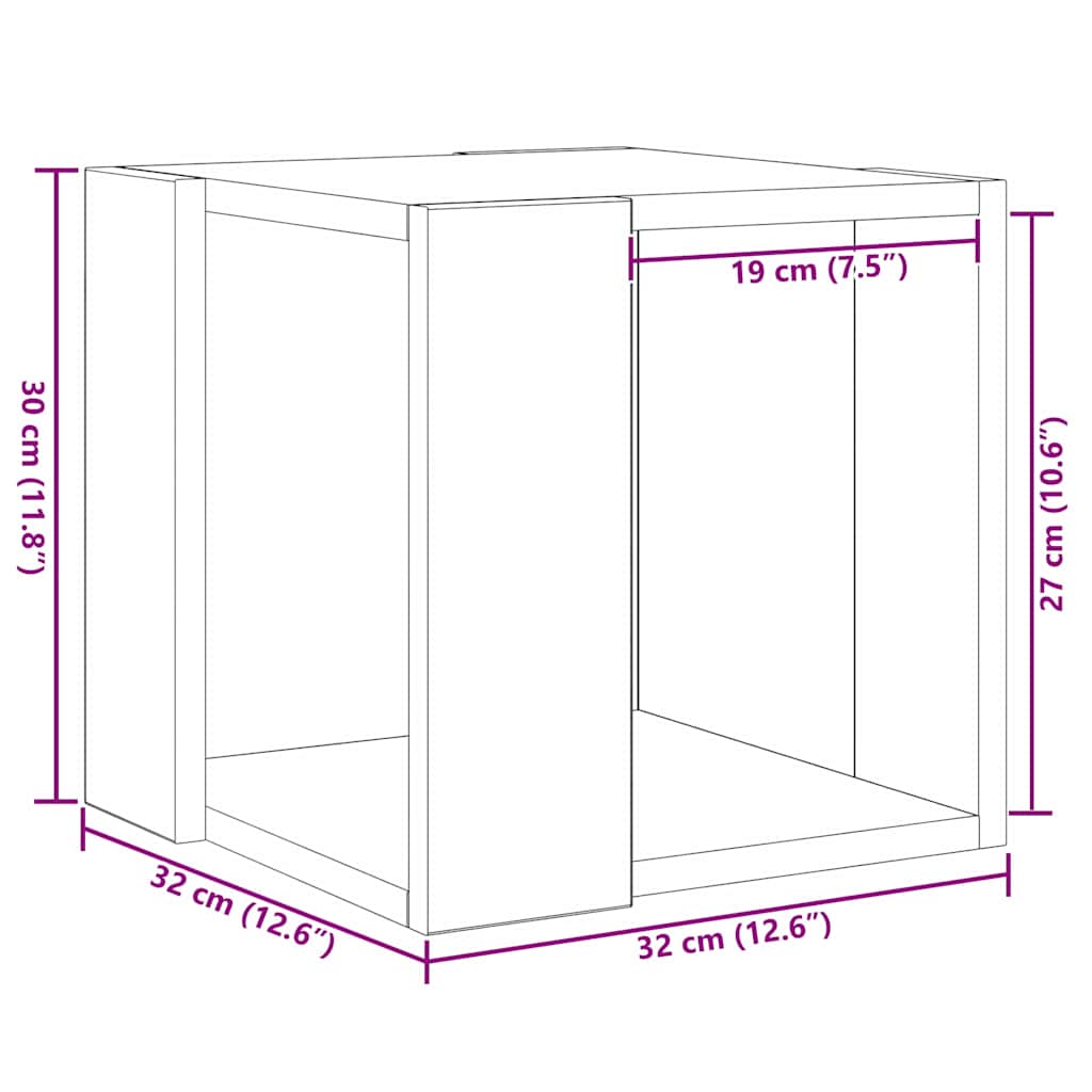 Salontafel Artisan Eiken 32 x 32 x 30 cm Bewerkt hout