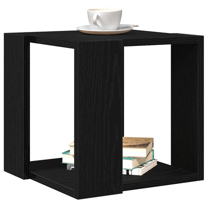 Salontafel Zwart Eiken 32 x 32 x 30 cm Bewerkt hout