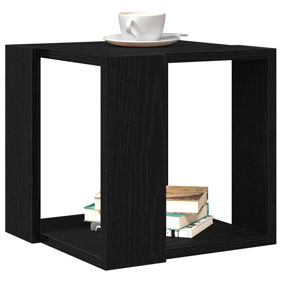 Salontafel Zwart Eiken 32 x 32 x 30 cm Bewerkt hout