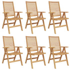 Tuinstoel 6 stuks massief teakhout bruin 52x64.5x108 cm