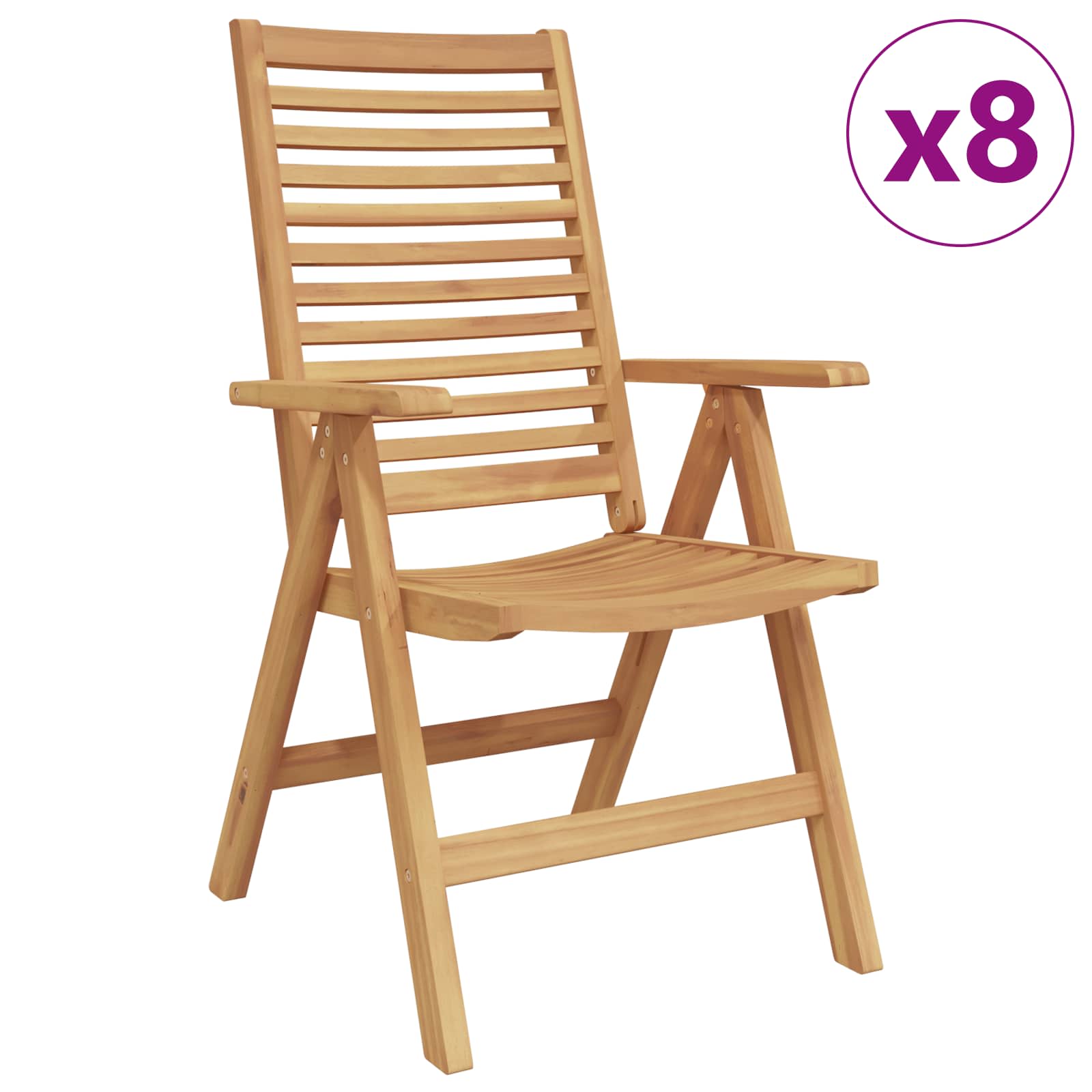 Tuinstoel 8 Pcs Bruin 52 X 64.5 X 108 Cm Massief Teakhout