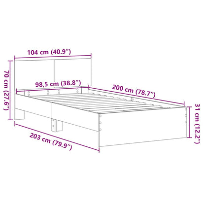 Bedframe met Hoofdeinde met hoofdeinde Oud Hout 100 x 200 cm