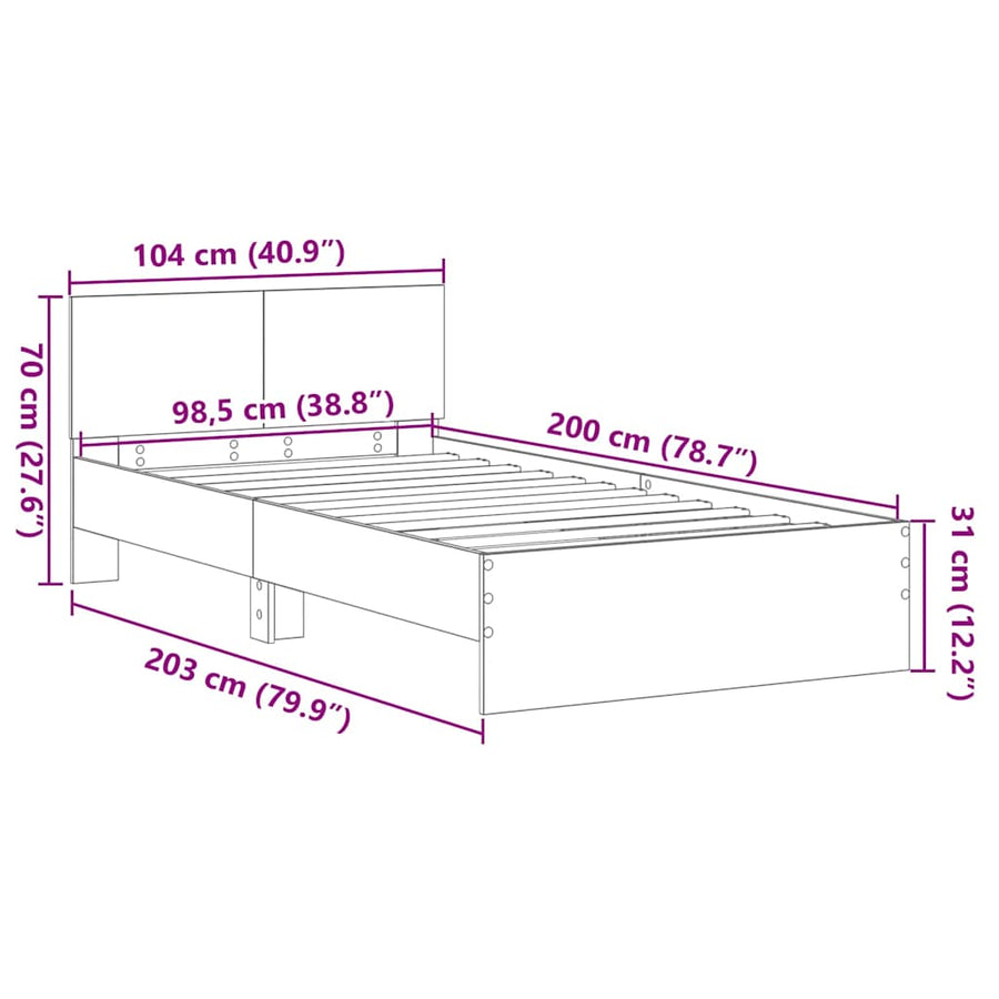 Bedframe met Hoofdeinde Artisan Eiken 100 x 200 cm
