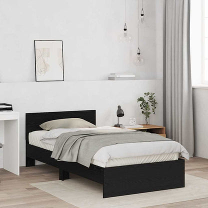 Bedframe met Hoofdeinde Zwart Eiken 100 x 200 cm Bewerkt hout