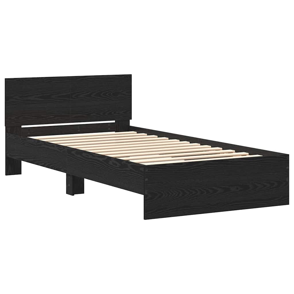 Bedframe met Hoofdeinde Zwart Eiken 100 x 200 cm Bewerkt hout
