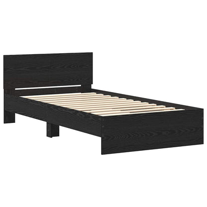 Bedframe met Hoofdeinde Zwart Eiken 100 x 200 cm Bewerkt hout