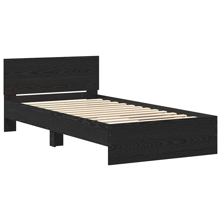 Bedframe met Hoofdeinde Zwart Eiken 100 x 200 cm Bewerkt hout