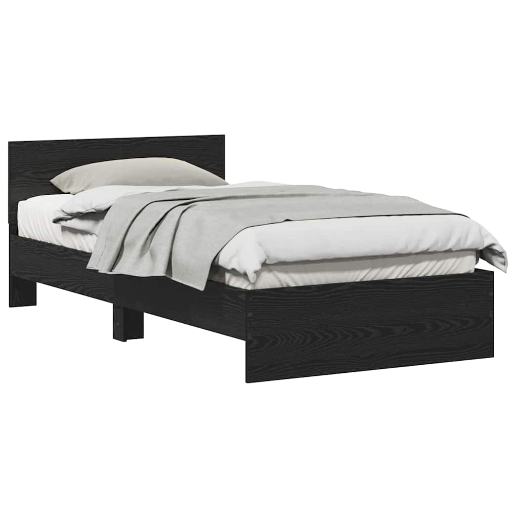 Bedframe met Hoofdeinde Zwart Eiken 100 x 200 cm Bewerkt hout