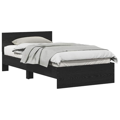 Bedframe met Hoofdeinde Zwart Eiken 100 x 200 cm Bewerkt hout