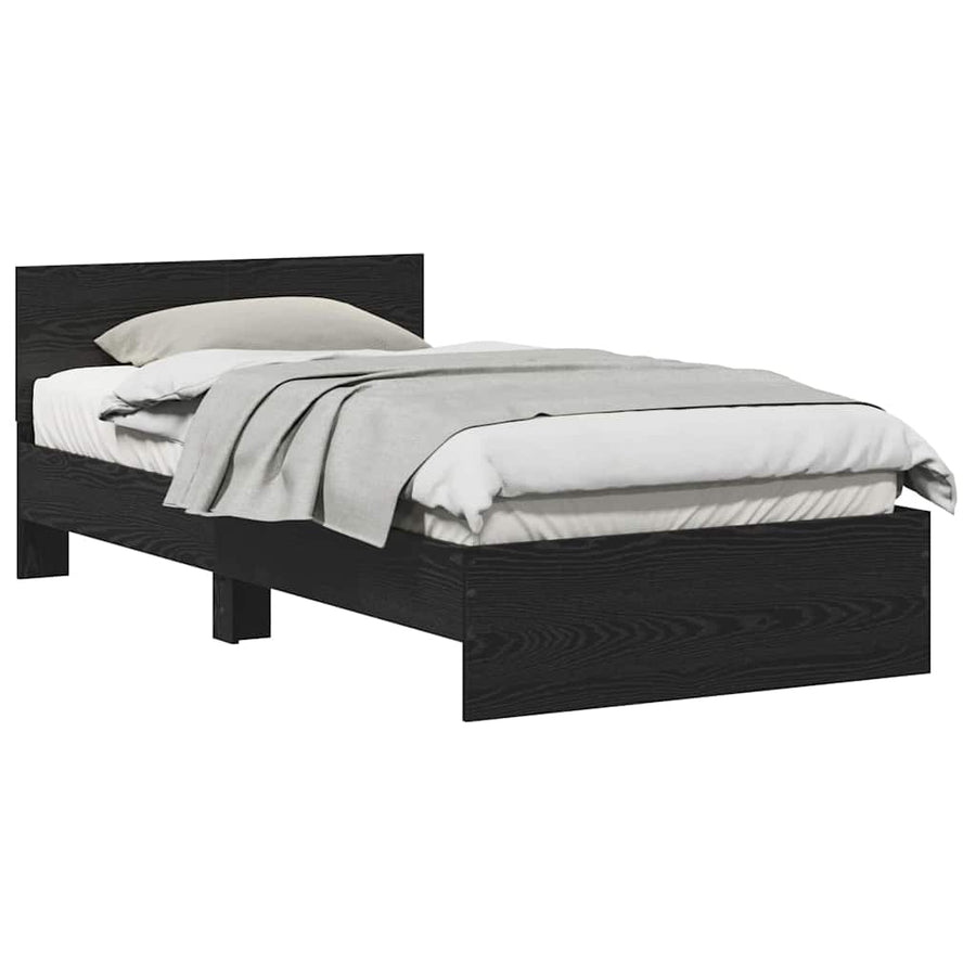 Bedframe met Hoofdeinde Zwart Eiken 100 x 200 cm Bewerkt hout