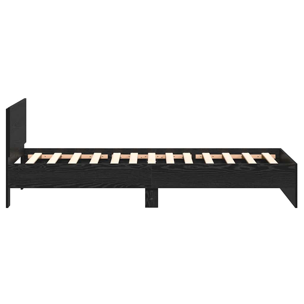 Bedframe met Hoofdeinde Zwart Eiken 100 x 200 cm Bewerkt hout