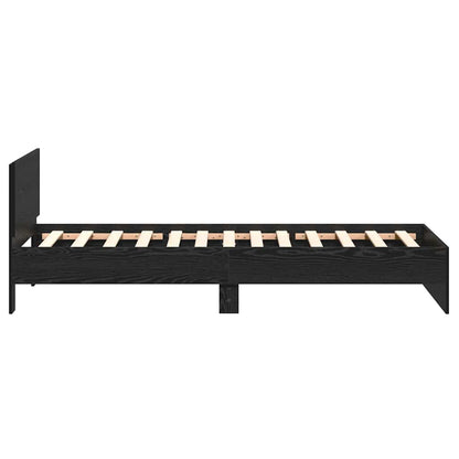 Bedframe met Hoofdeinde Zwart Eiken 100 x 200 cm Bewerkt hout