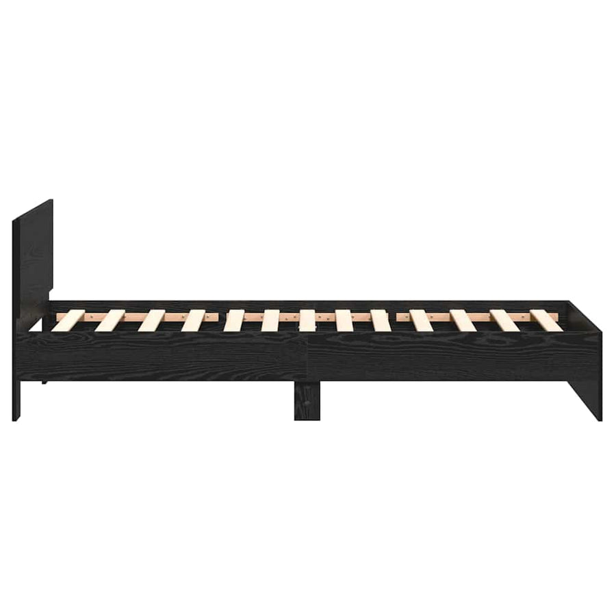 Bedframe met Hoofdeinde Zwart Eiken 100 x 200 cm Bewerkt hout