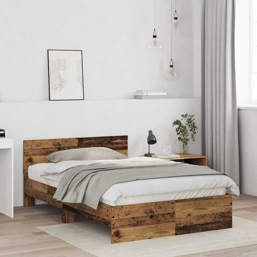 Bedframe met Hoofdeinde Oud Hout 120 x 190 cm Massief Hout