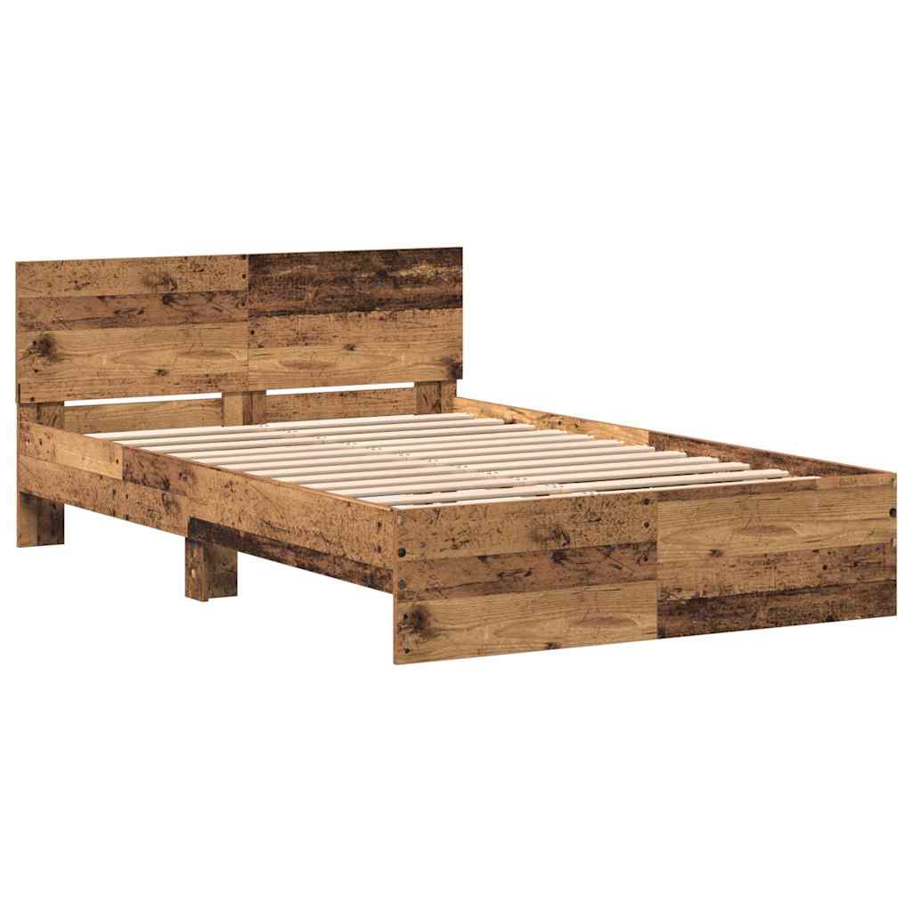 Bedframe met Hoofdeinde Oud Hout 120 x 190 cm Massief Hout