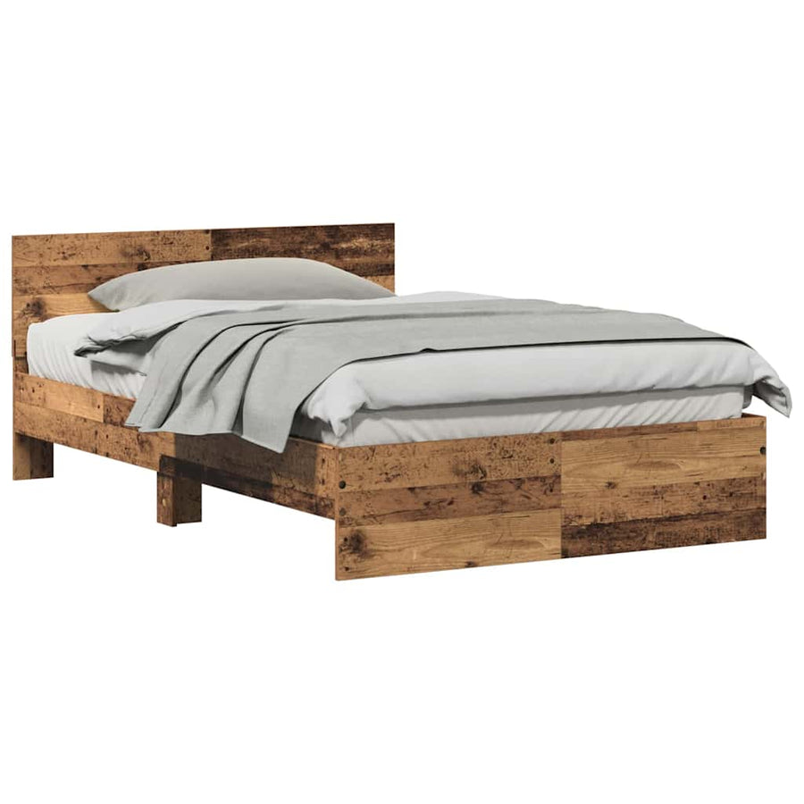 Bedframe met Hoofdeinde Oud Hout 120 x 190 cm Massief Hout