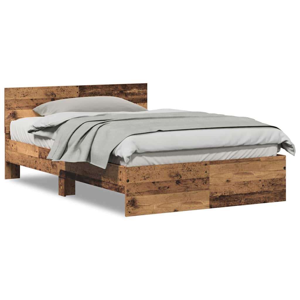 Bedframe met Hoofdeinde Oud Hout 120 x 190 cm Massief Hout