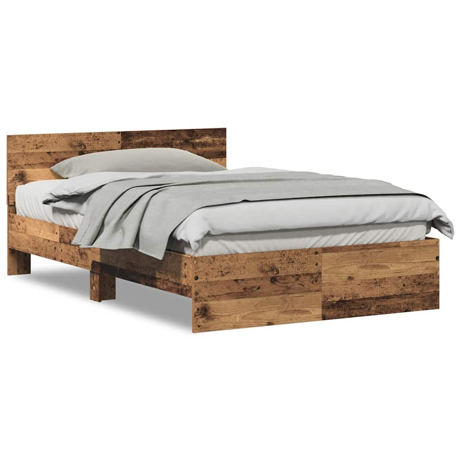 Bedframe met Hoofdeinde Oud Hout 120 x 190 cm Massief Hout