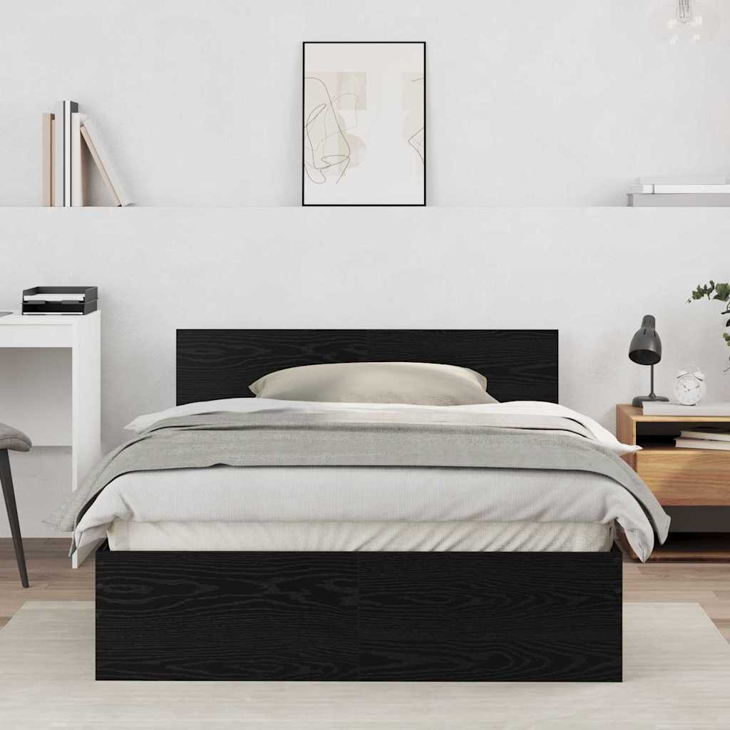 Bedframe met Hoofdeinde Zwart Eiken 120 x 190 cm Hout
