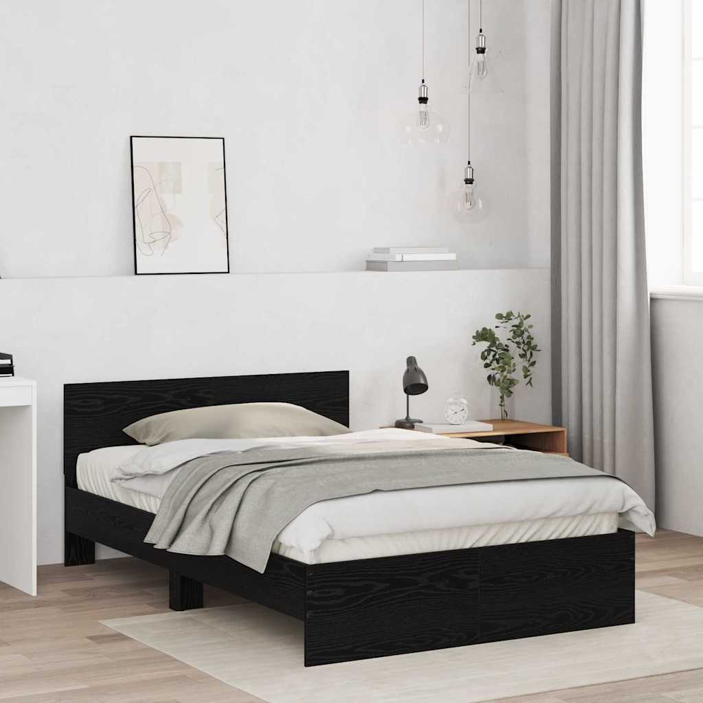 Bedframe met Hoofdeinde Zwart Eiken 120 x 190 cm Hout