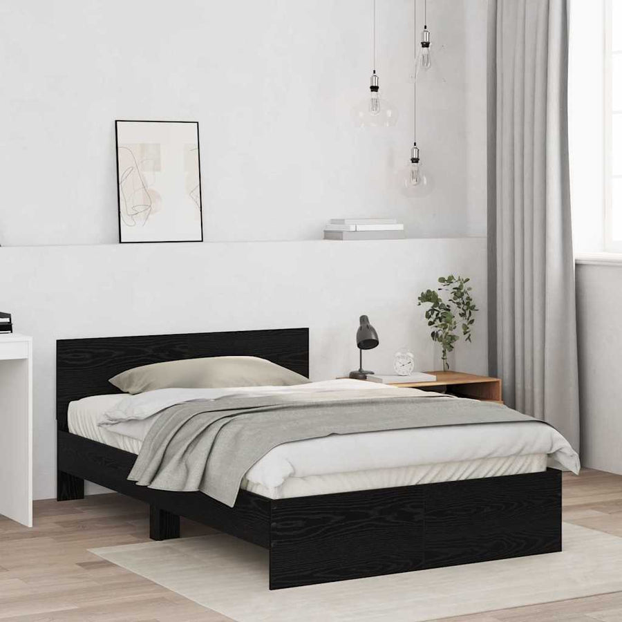 Bedframe met Hoofdeinde Zwart Eiken 120 x 190 cm Hout