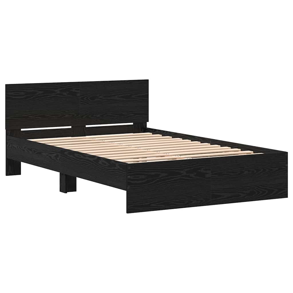 Bedframe met Hoofdeinde Zwart Eiken 120 x 190 cm Hout