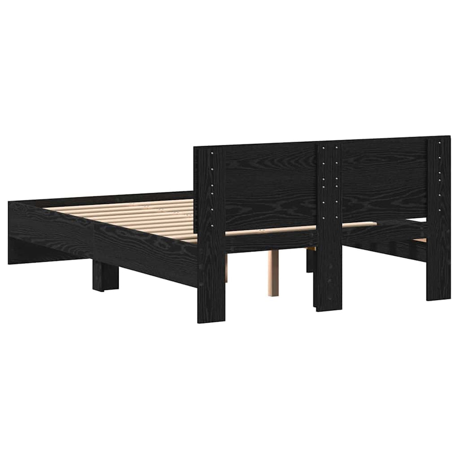 Bedframe met Hoofdeinde Zwart Eiken 120 x 190 cm Hout