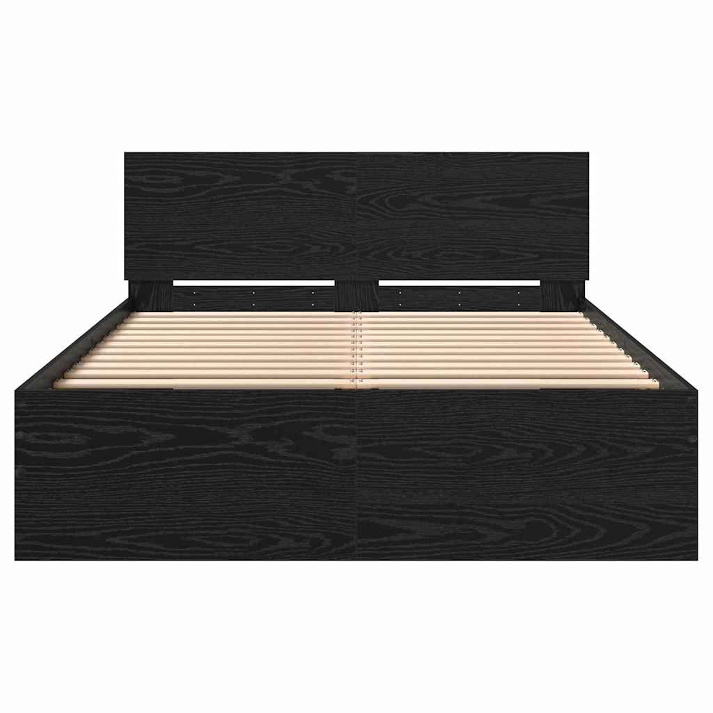 Bedframe met Hoofdeinde Zwart Eiken 120 x 190 cm Hout