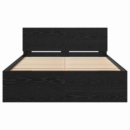 Bedframe met Hoofdeinde Zwart Eiken 120 x 190 cm Hout